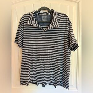 J. Peterman Navy and White Striped Polo Shirt
